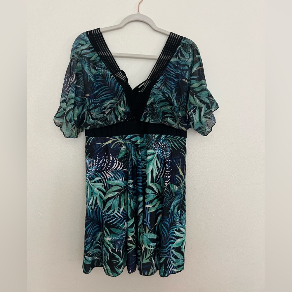 Tropical Leaf Print One-Piece Swimsuit
